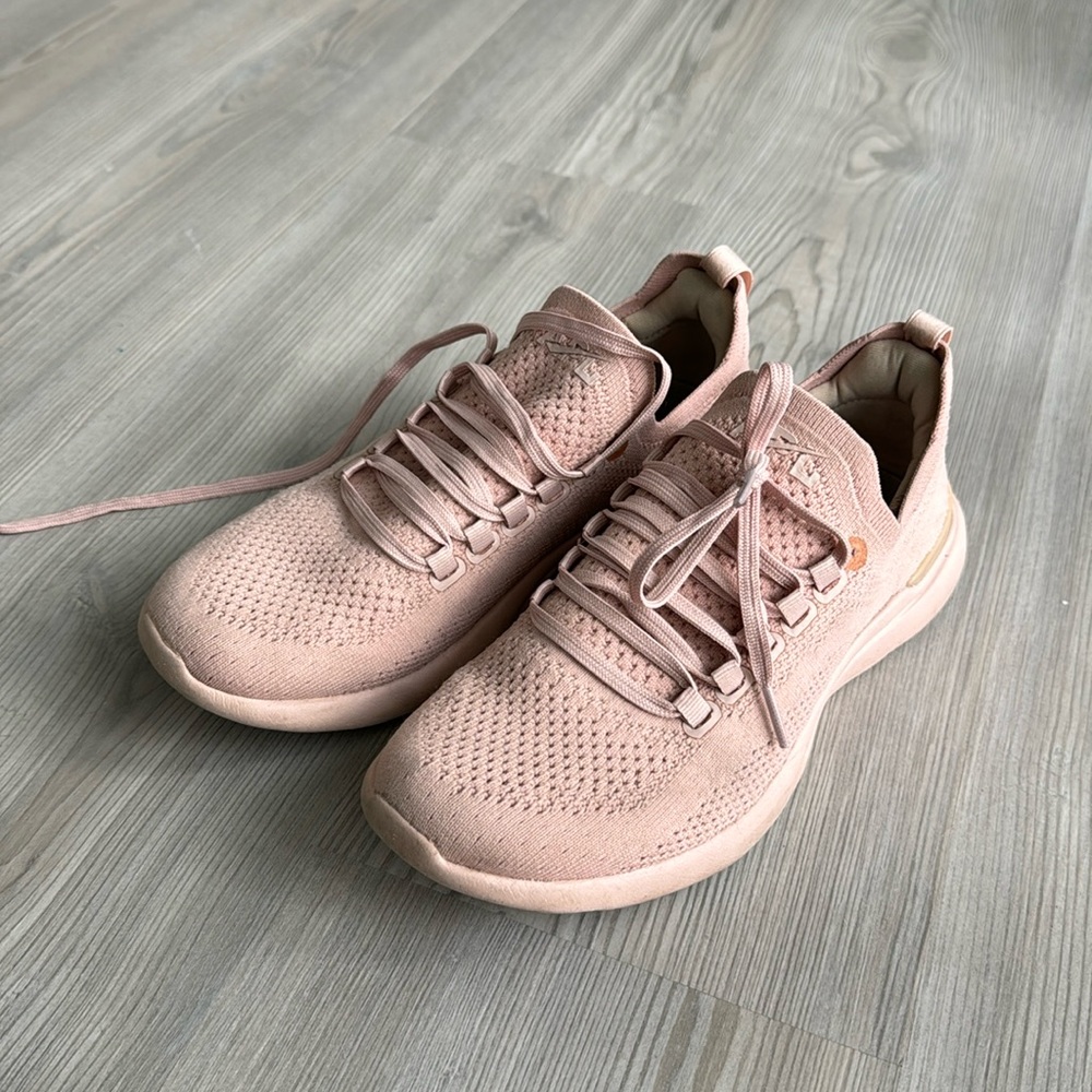 APL | Pink Techloom Breeze Lace Tie Perforated Knit Running Training Sneakers, 6